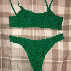 SALE: Green ruched bikini